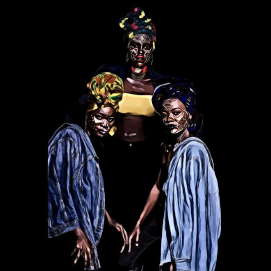 Three women with face paints