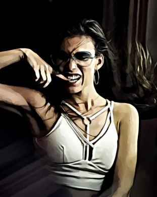 Woman biting her nail