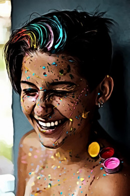 Woman smiling with face paint