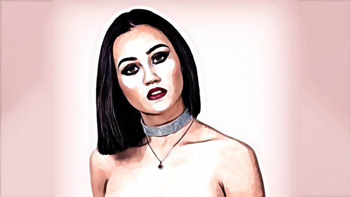 Woman wearing gray choker