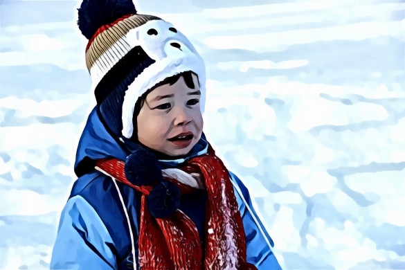 Boy wearing knitted cap