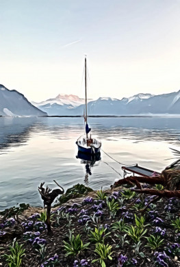 White and blue boat on body of water