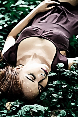 Woman lying on grass