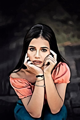 Woman sitting on concrete ground