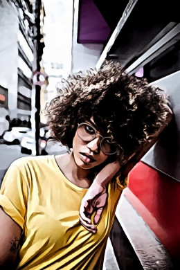 Woman wearing yellow shirt