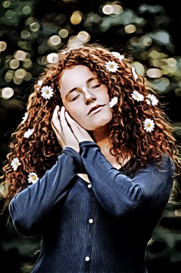 Woman with flowers in her hair