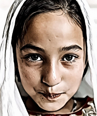 Girl wearing white headscarf