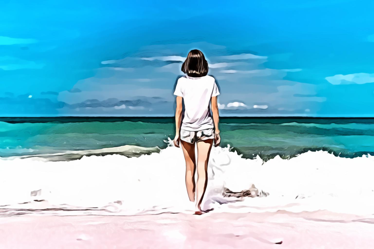 Woman Standing on Seashore