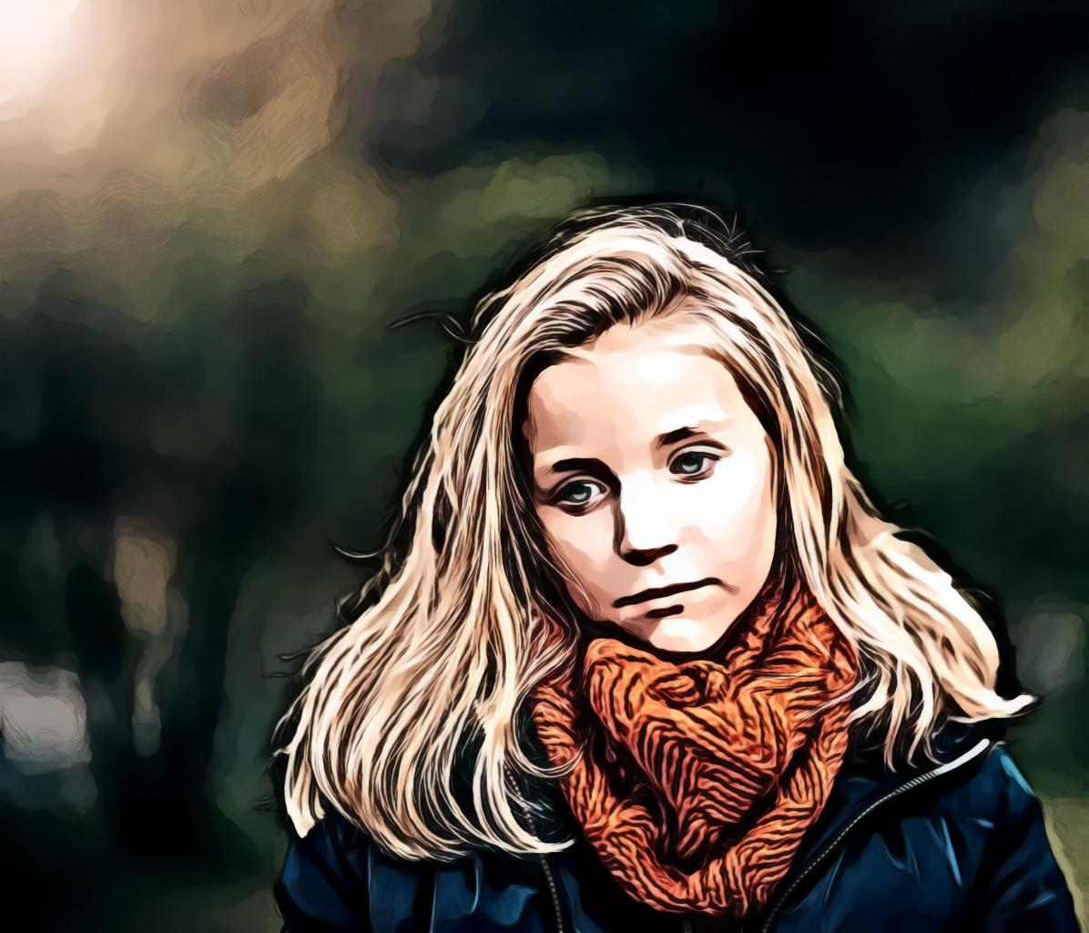 Girl Wearing Orange Scarf