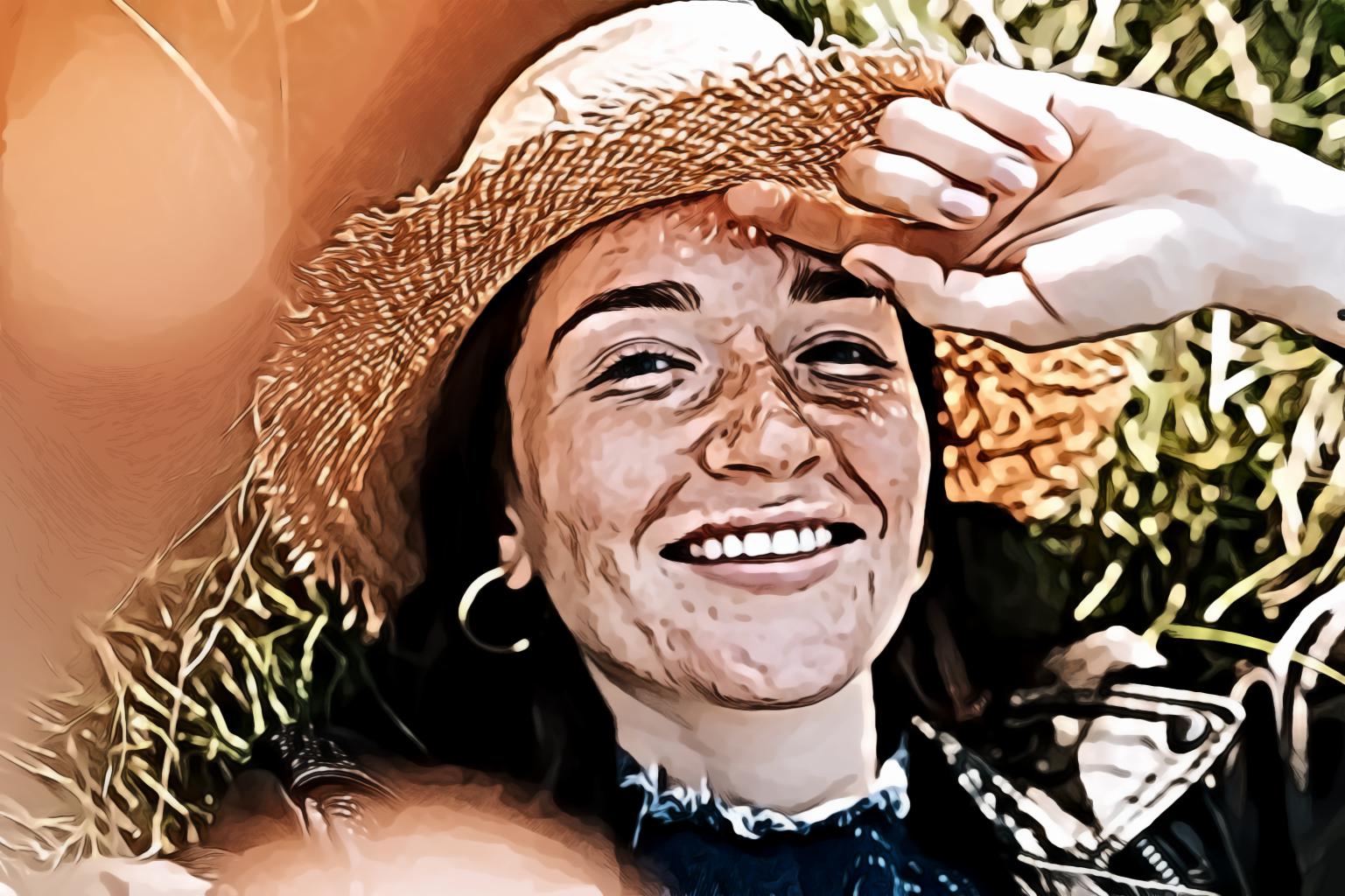 Woman Wearing Straw Hat