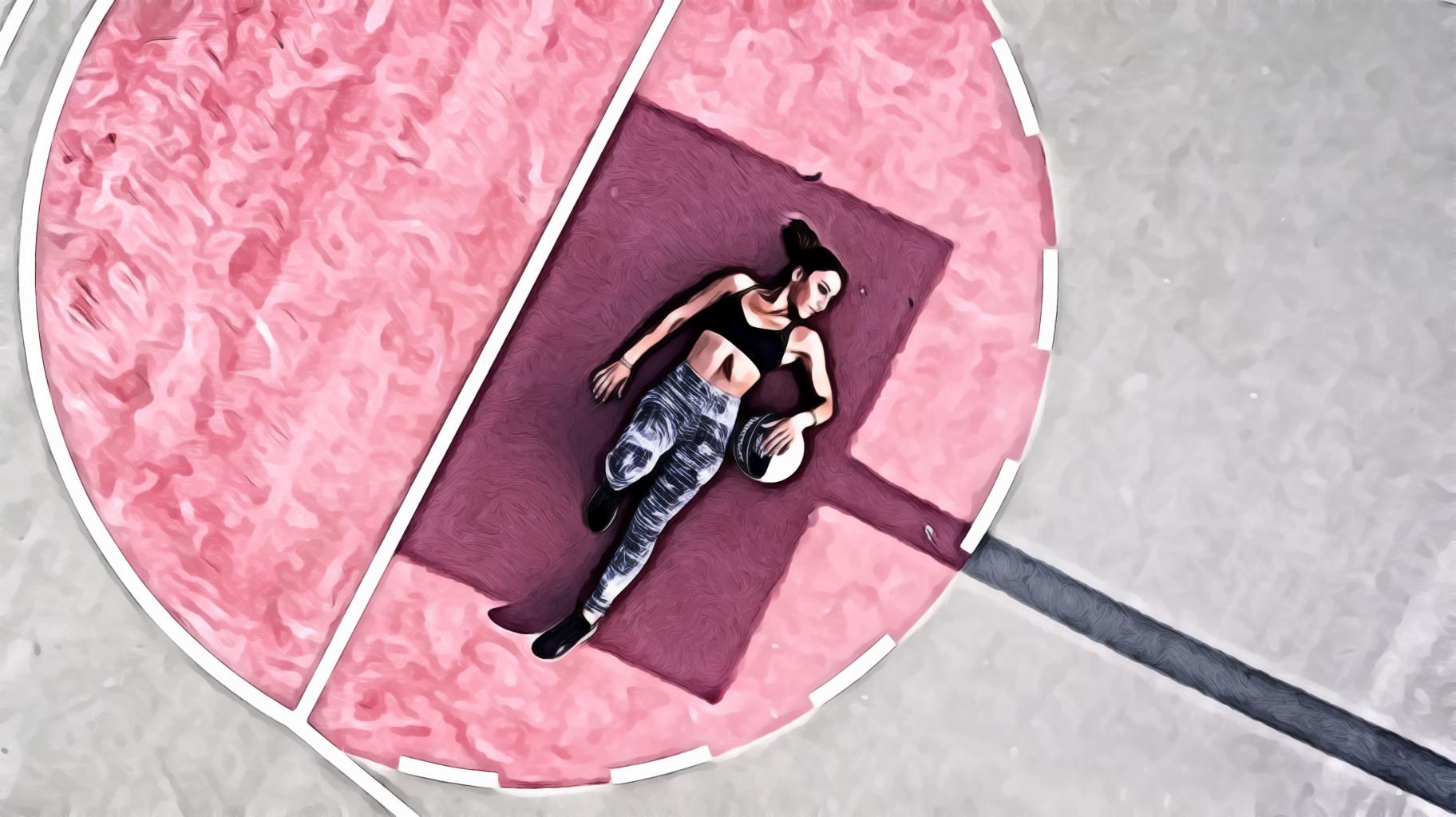 Woman Lying on Basketball Court