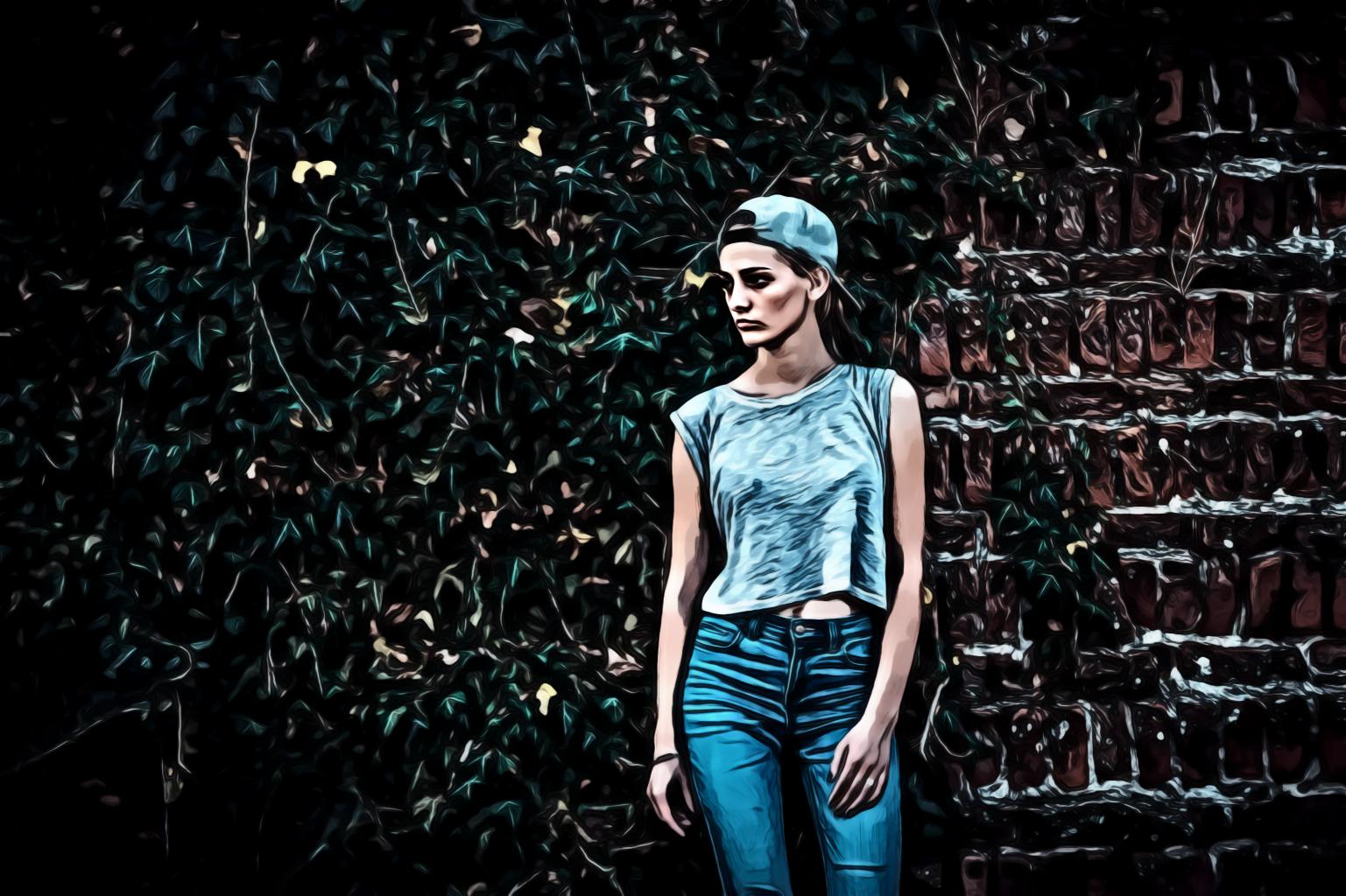 Woman Wearing Cap And Blue Jeans