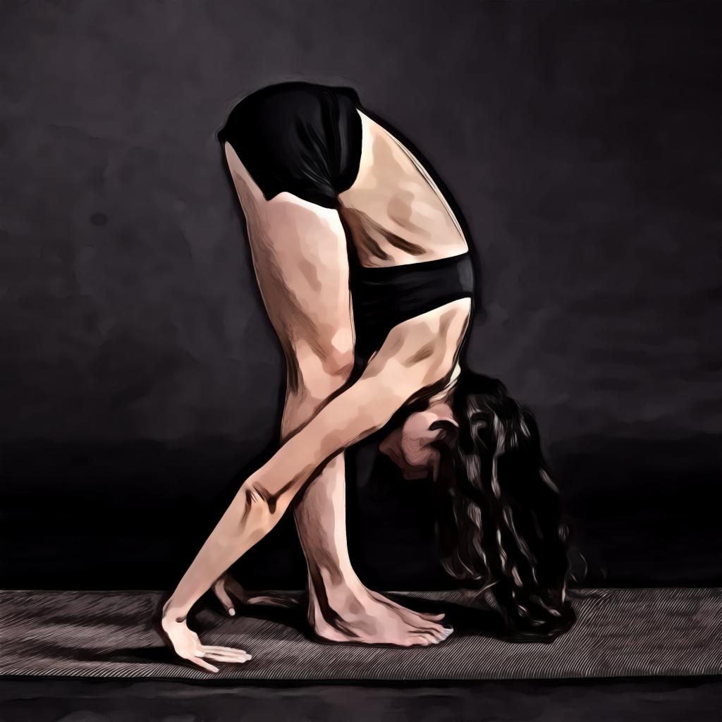 Woman Wearing Black Sports Bra Reaching Floor While Standing