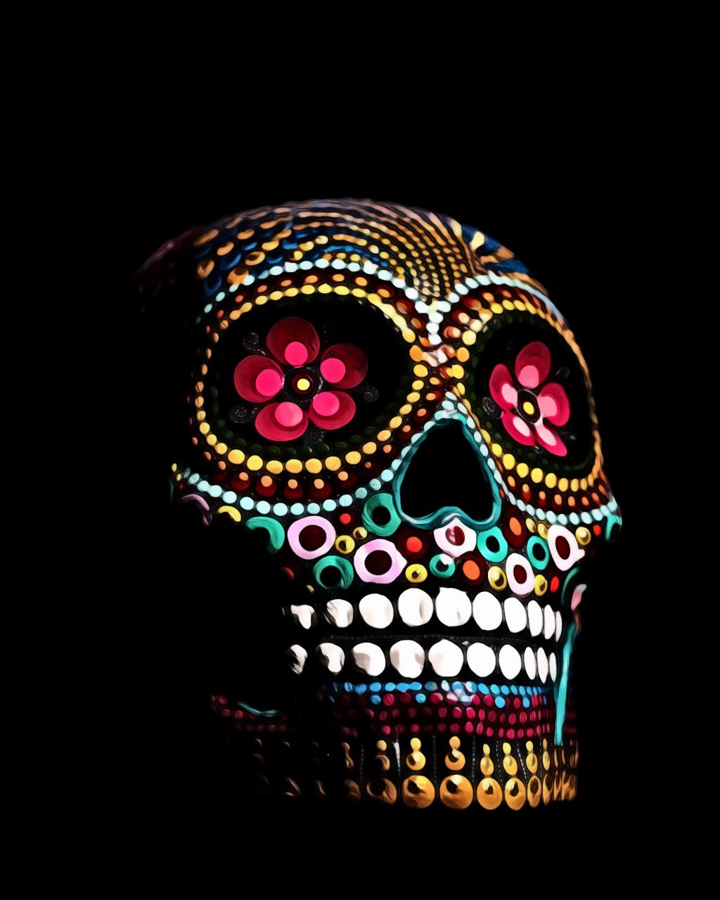 Multicolored skull decor