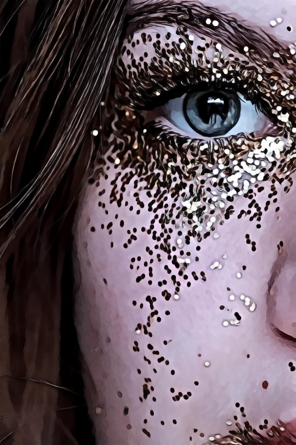 Woman with gold glitters on her face